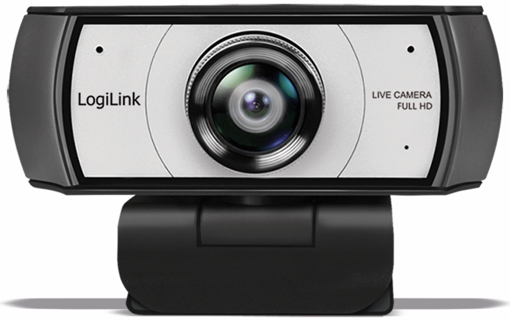 LogiLink UA0377 - Webcam HD USB per videoconferenza, obiettivo grandangolare 120°, doppio microfono con riduzione del rumore, messa a fuoco manuale, per videoconferenze e streaming dal vivo