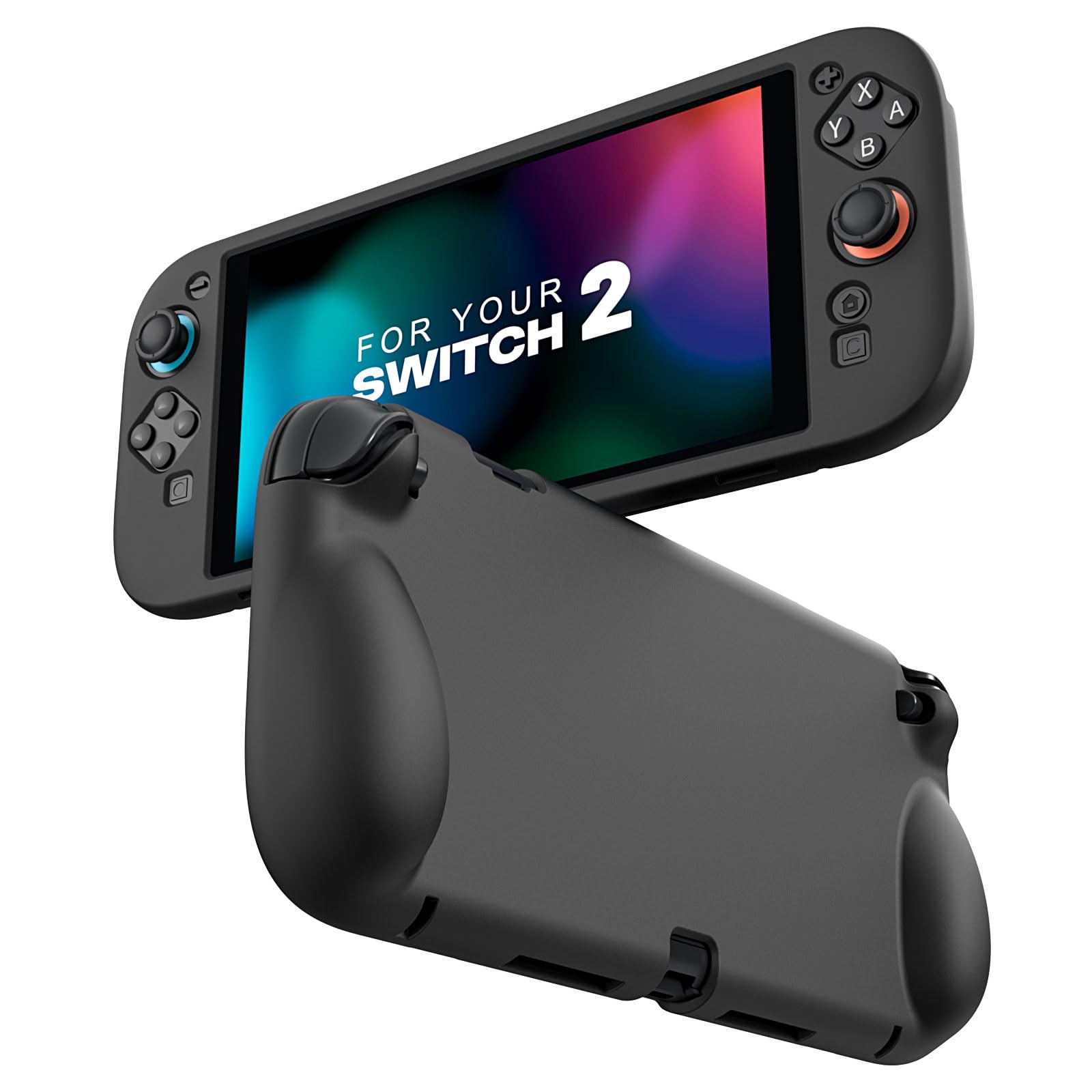 Moko Silicone Protective Case for Nintendo Switch 2 (2025) - Soft Flexible Skin Cover | Ergonomic Grip, Shock-Absorption & Anti-Scratch, Black (Non-Dockable)