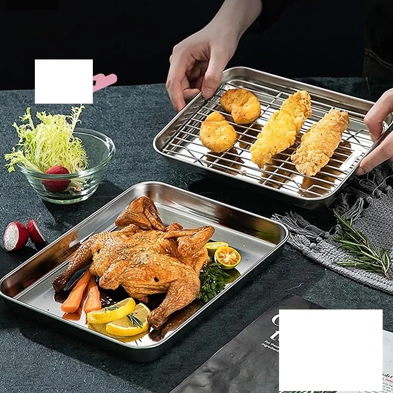 Bandeja for hornear de acero inoxidable con rejilla alambre extraíble, herramienta cocina for enfriar pasteles, barbacoa, horno, parrilla, bandeja para Cocina(M)