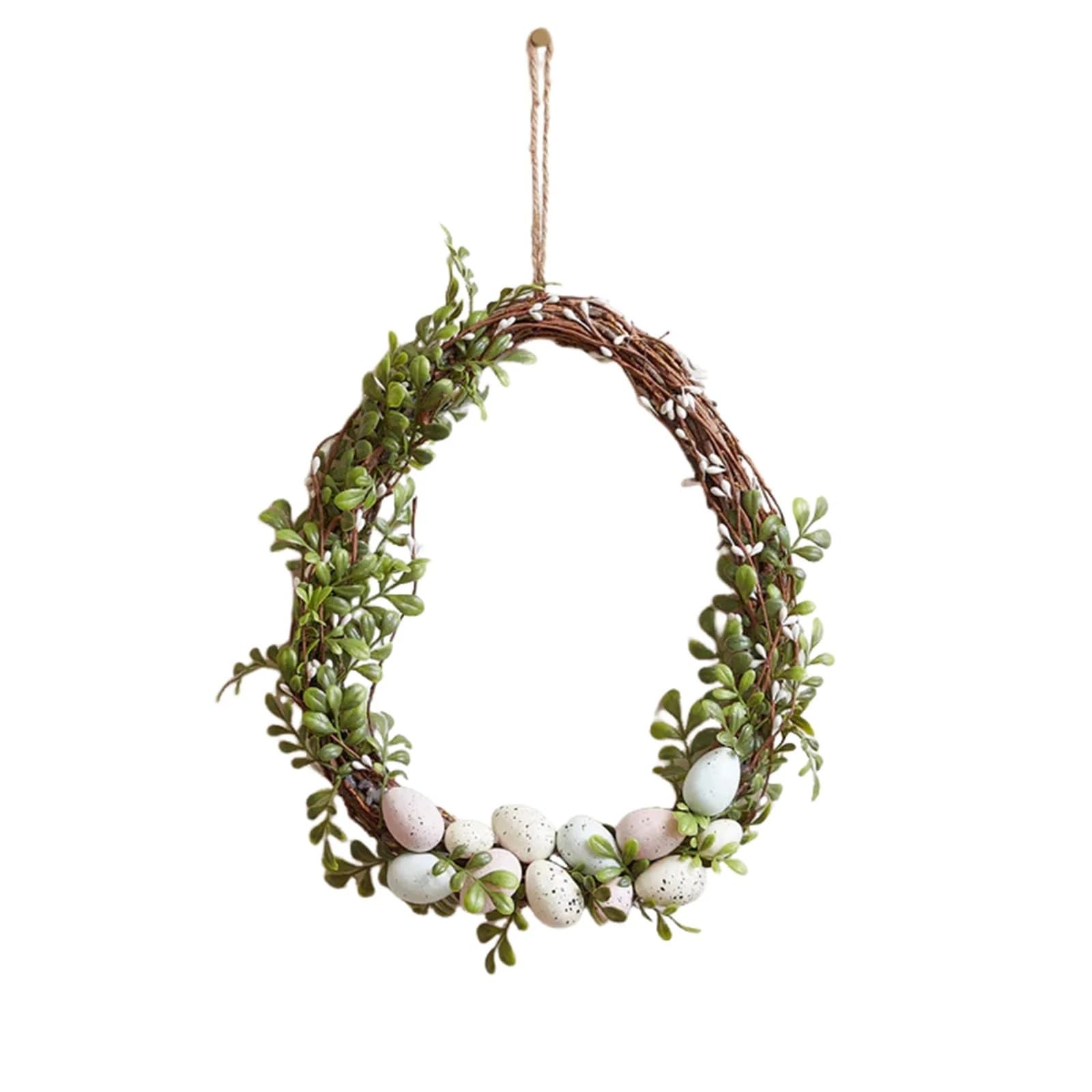 Ropicean Easter Egg Flower Wreath with, Spring Door Hanging
