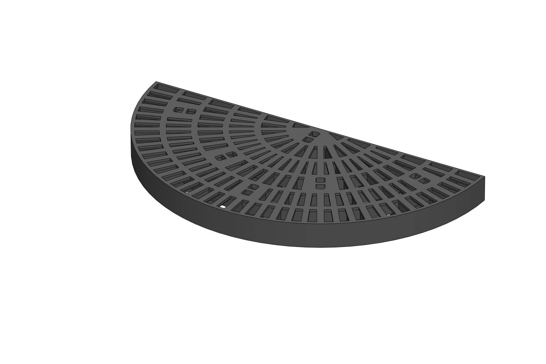 Custom Pro 24 Inch x 48 Inch Half Circle Heavy Duty Fountain Basin Grate - for Pond and Water Garden Features and More - Hides Reservoirs - Holds Bubblers, Rocks, Other Decorations - Black