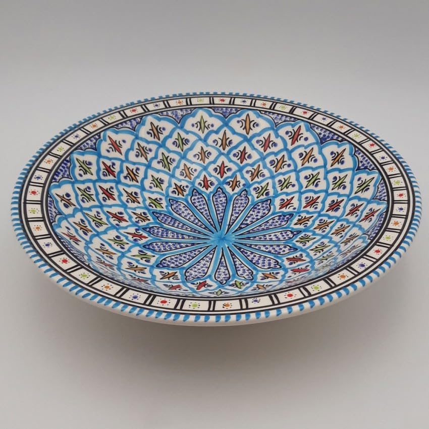Plat Tebsi Bakir turquoise - D 37 cm