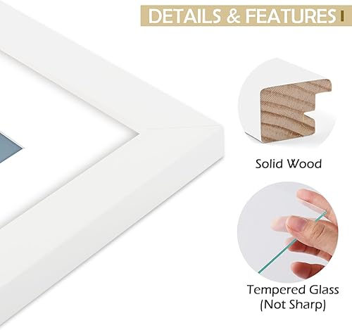 Miniatura 4 de Golden State Art, Portarretratos marrón de 8 x 10 pulgadas, fotos de 8 x 10 pulgadas sin paspartú, madera maciza, vidrio templado HD (mesa o