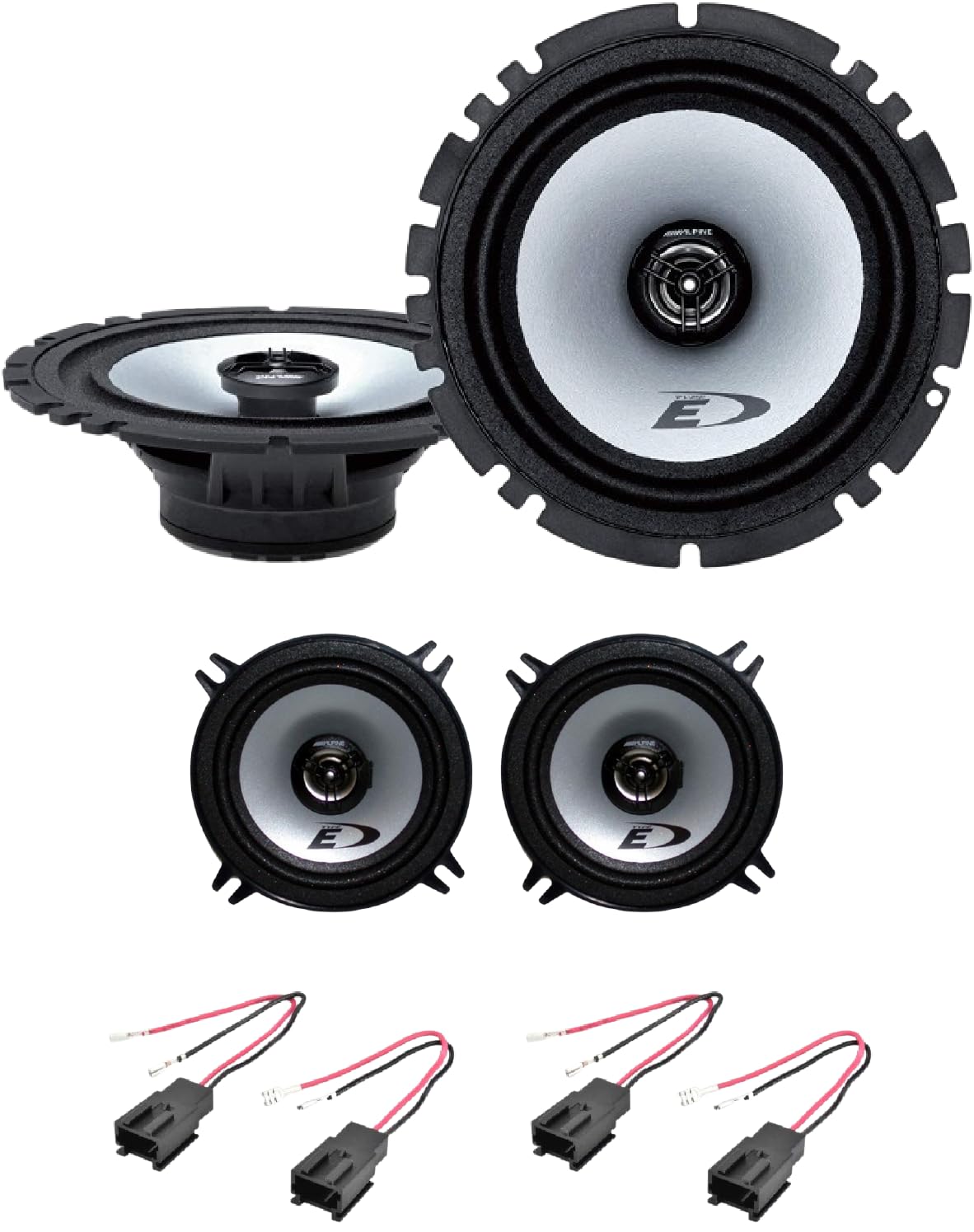 Kit de 4 altavoces ALPINE SXE-1725S + SXE-1325S para Citroen Xsara y Citroen Picasso con 4 conectores