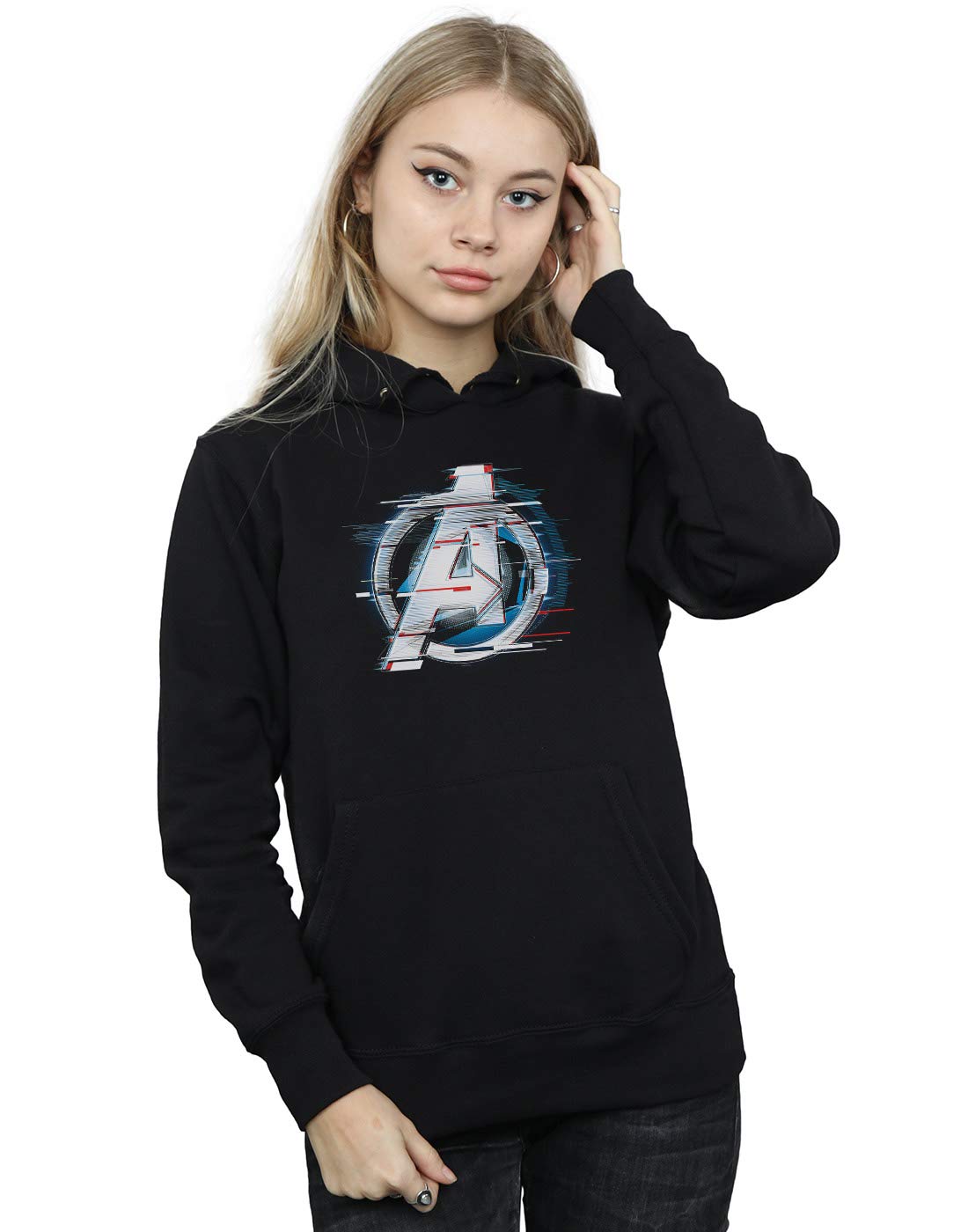 Absolute Cult Women's Black Marvel Avengers Endgame Team Tech Logo Hoodie Large