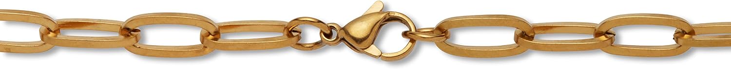 PalmBeach Yellow Gold Ion-Plated Stainless Steel Paperclip Chain Necklace (4.25 mm), Lobster Claw Clasp, 19 inch