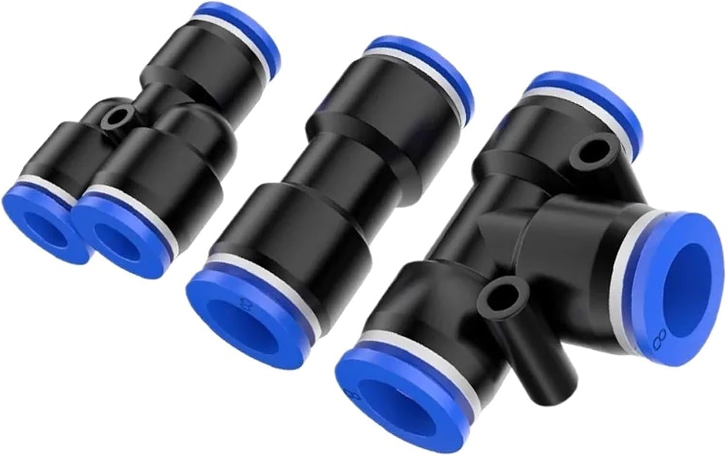 100PCS PE PU PY Pneumatic Fitting 4 6 8 10 12m Air Connectors Quick Connect Tee 3Way Plastic Pipe Hose Tube Connector(12mm(100pcs),PE)