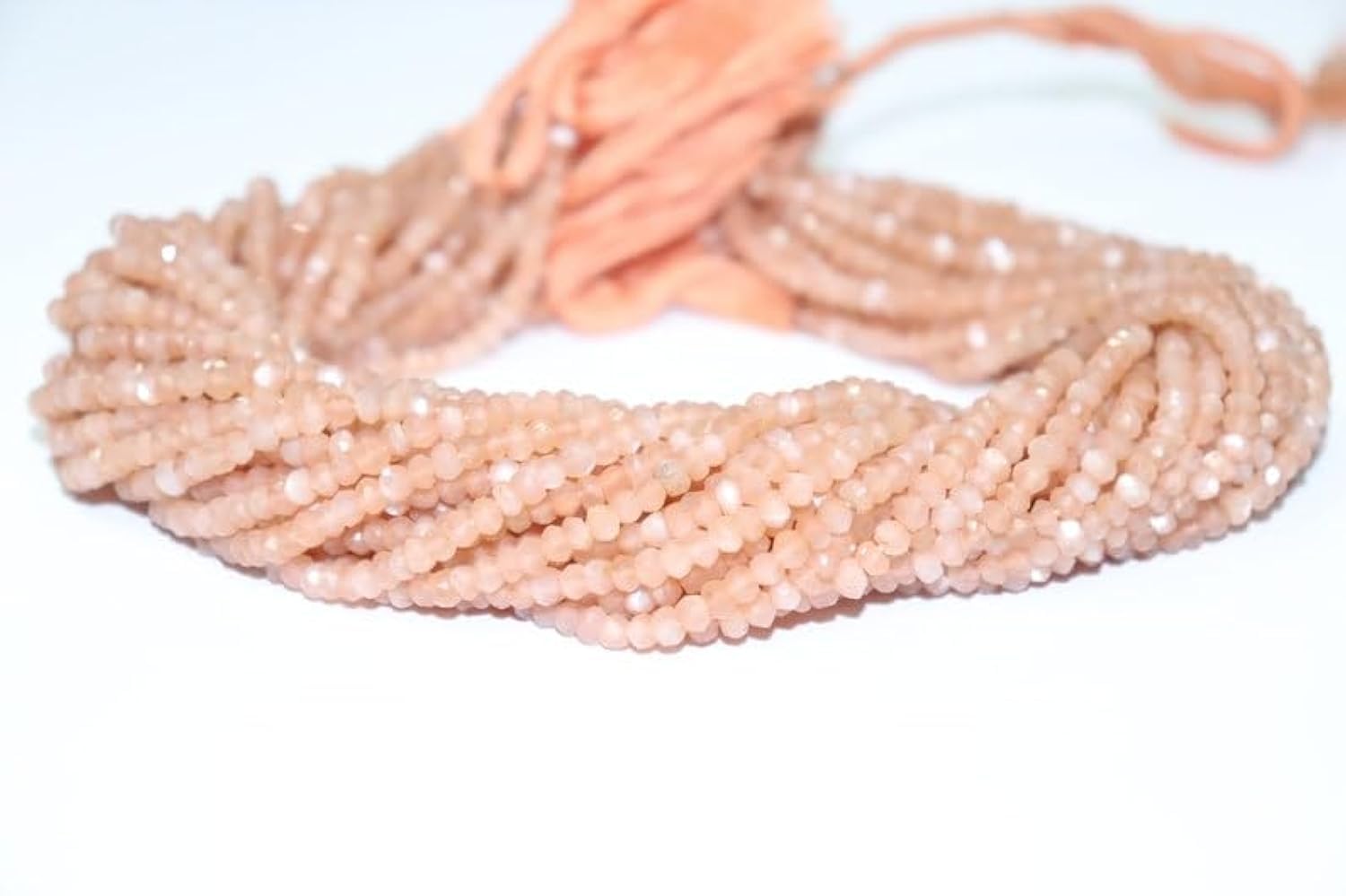 Pierre de lune naturelle en perles rondes facettées 3-4mm pour création de bijoux