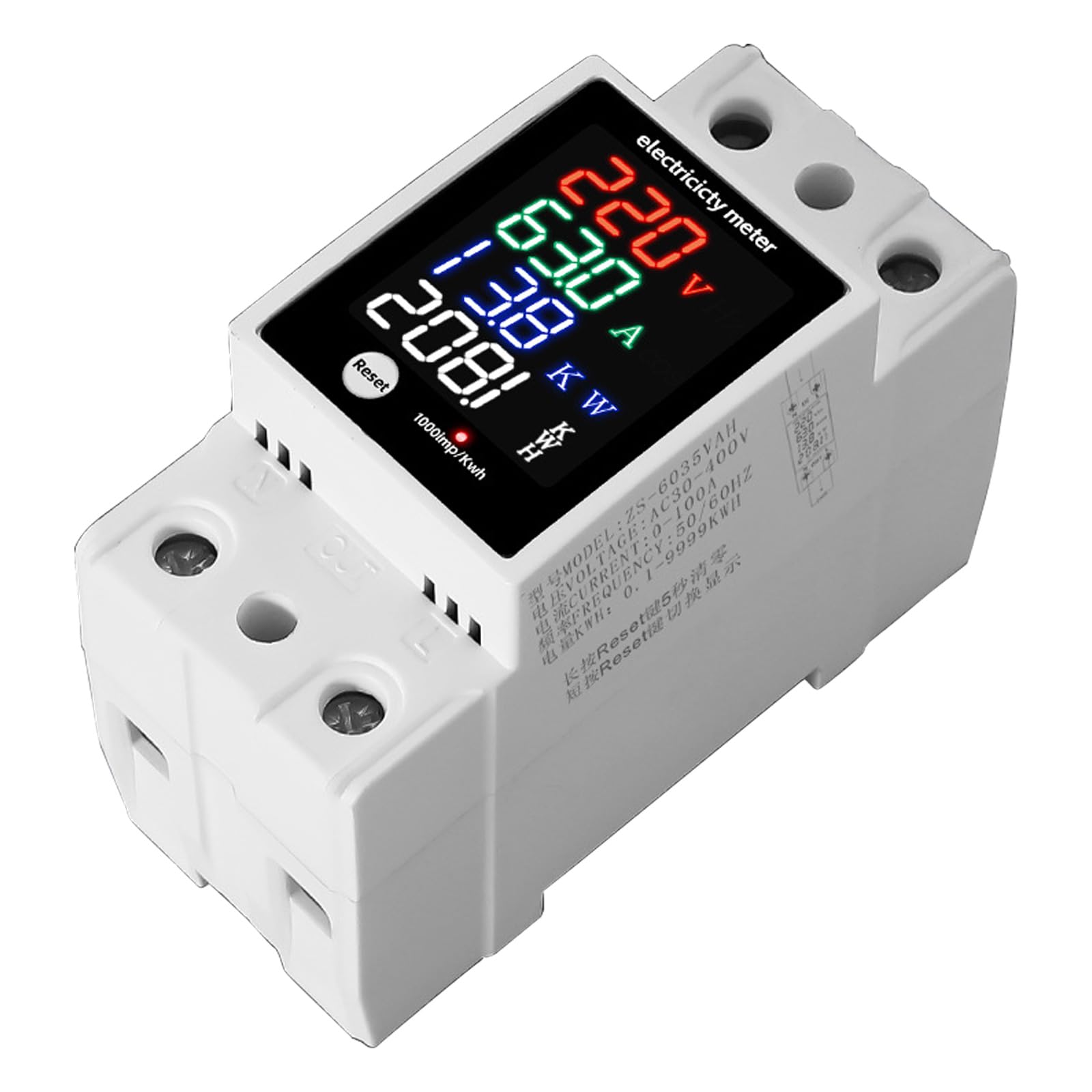 DIN Multifunction Energy Monitors with Immediate Data Electric Current Power Consumption High Accuracy LED Screen Mounted Digital Display Meter