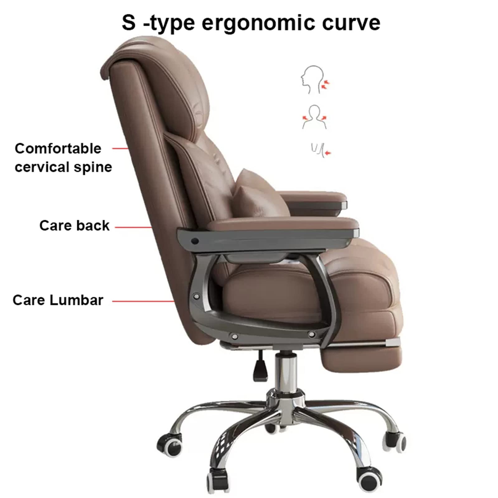 Krzesła biurowe z wysokim oparciem, krzesła do biurek komputerowych, skórzane krzesło biurowe z podłokietnikiem i podnóżkiem, ergonomiczne krzesła komputerowe, fotel gamingowy z funkcją rozkładania,