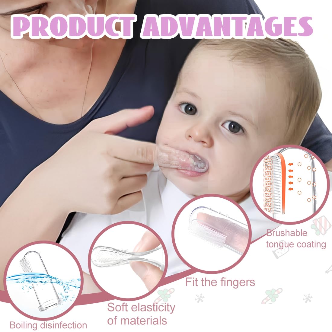 9 Pezzi Spazzolino Morbido Sicuro da Denti per Bambino, Spazzolino Neonato, Spazzoline da Denti di dito in Silicone per Ragazzi, Impacco Trasparente per Massaggi