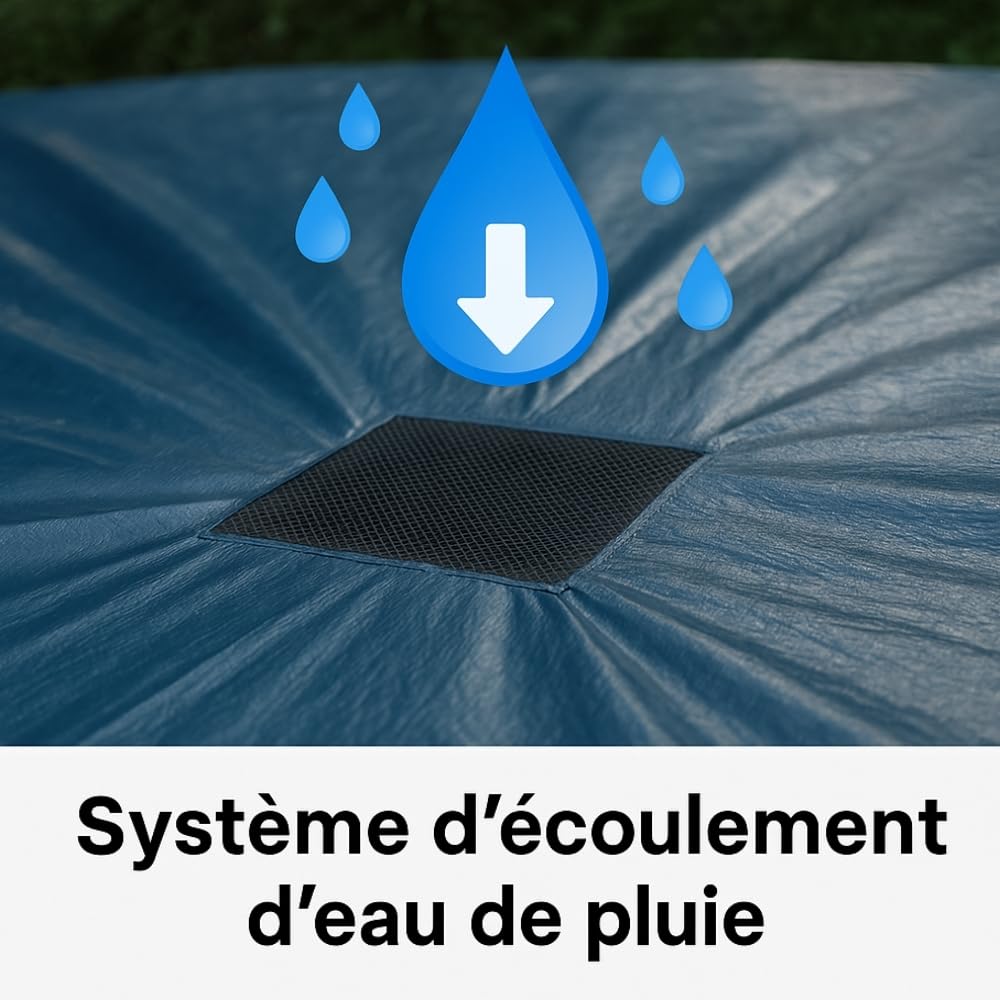 TERRE JARDIN - Bache Hivernage Piscine Hors Sol - Bâche Piscine Ronde 5,40 m, 140 g/m² - Bache Protection 4 Saisons, Anti-UV, Étanche - Filet d’Écoulement 35 x 35 cm - Cordon de Serrage, Tendeur