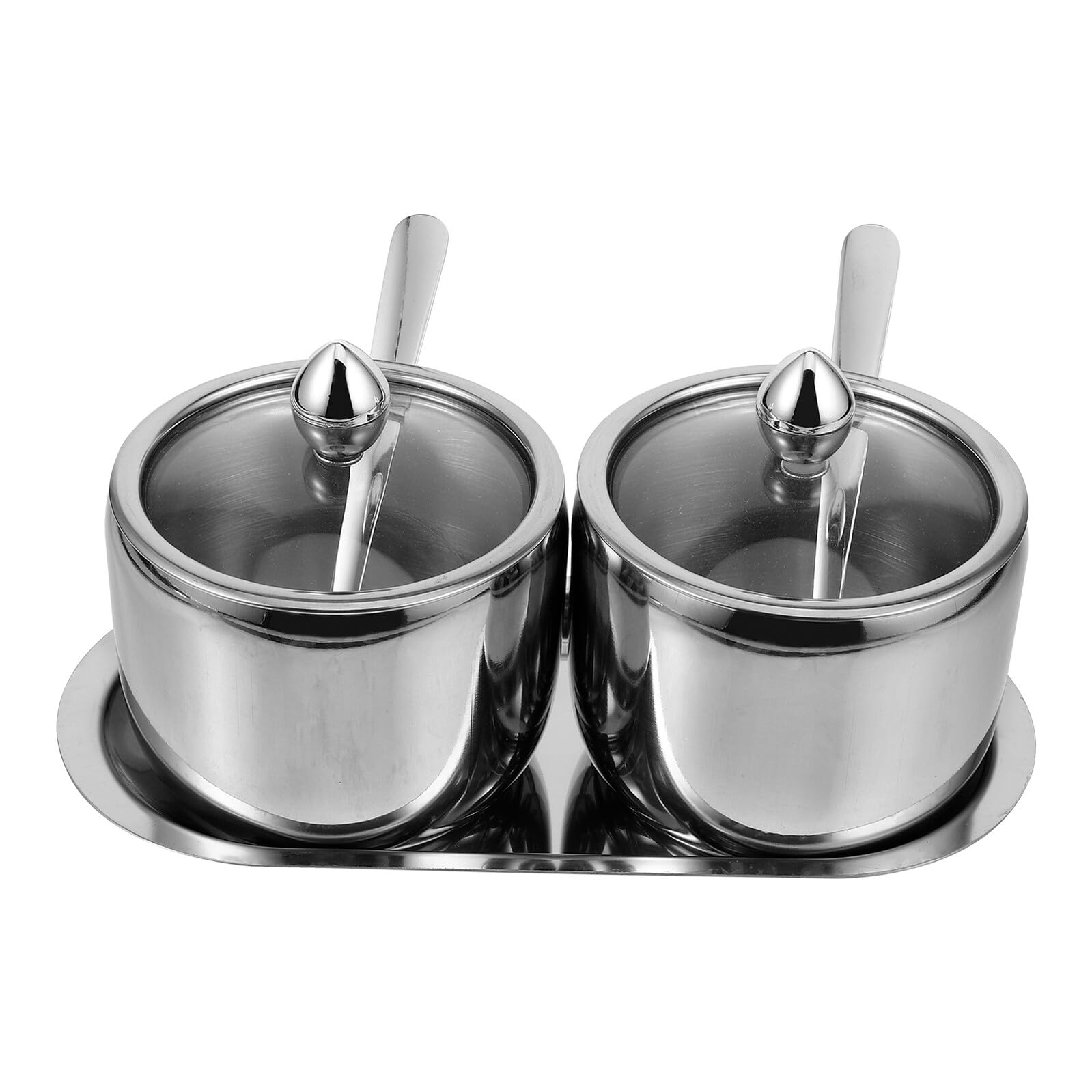 Hohopeti Barattoli per Spezie in Acciaio Inossidabile con Coperchio Trasparente Contenitori per Condimenti da Cucina con Capacità Facili da Pulire e Organizzare per Conservare Spezie