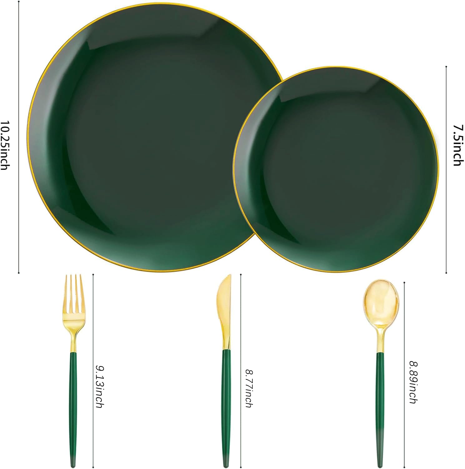 Green Plastic Plates & Cutlery Set - Party Supplies -9
