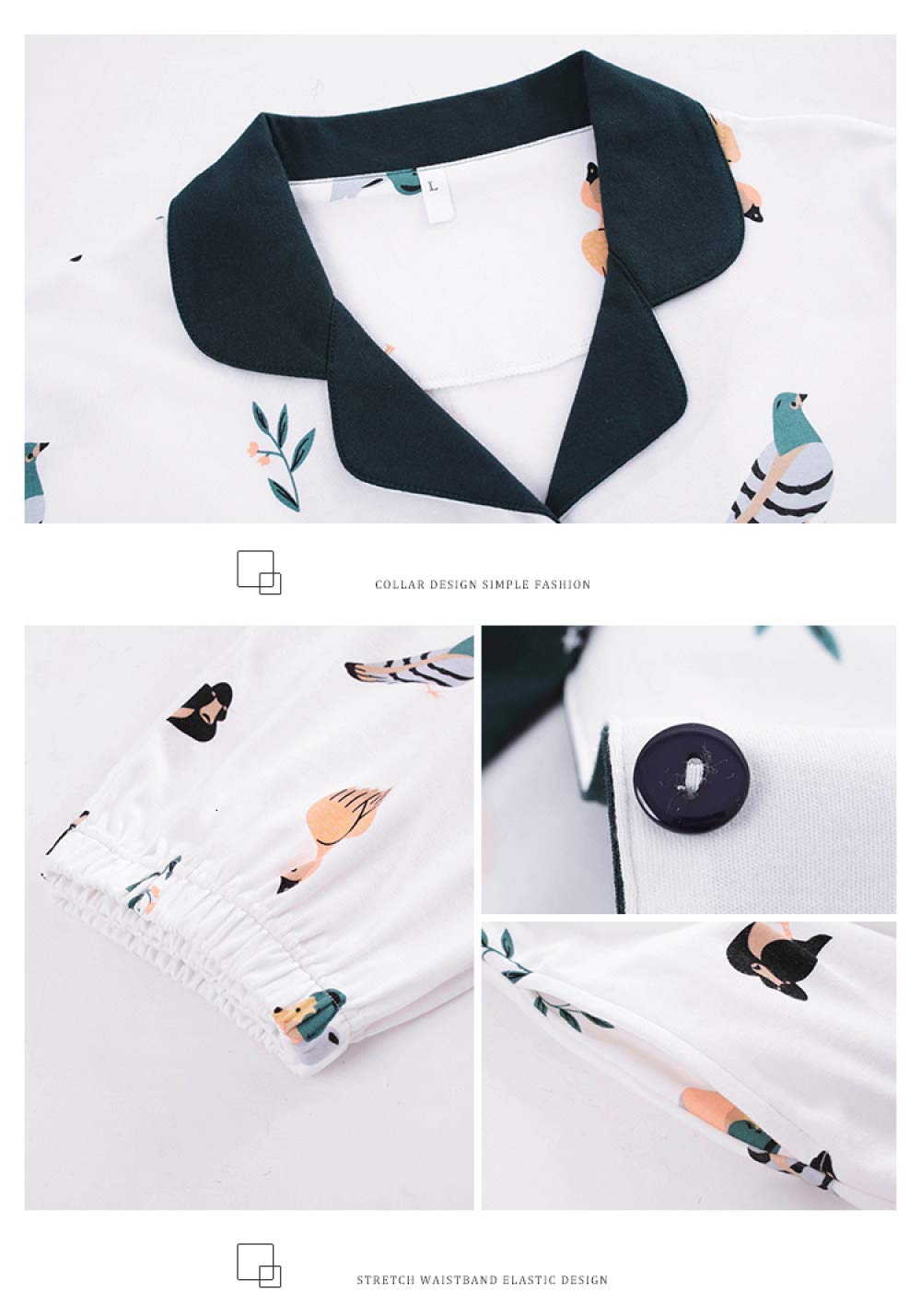 Conjunto De Pijamas De Mujer,2 Piezas De Pijamas De Algodón Suave Con Estampado De Dibujos Animados Ropa De Dormir Con Botones De Manga Larga Ropa De Dormir Tops + Pantalones Conjuntos De Salón Lou
