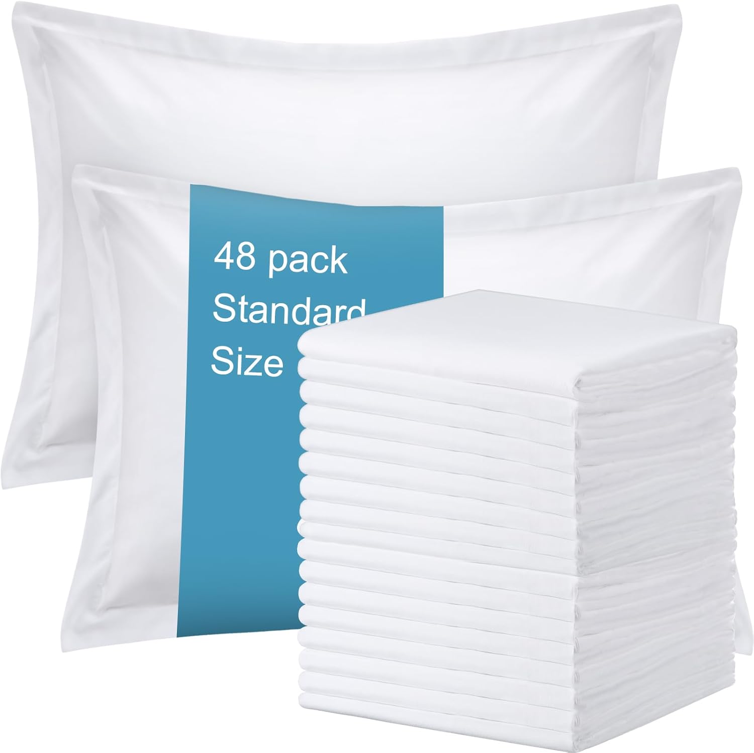 Shimeyao 48 Pieces White Pillow Cases Bulk Standard Bedding
