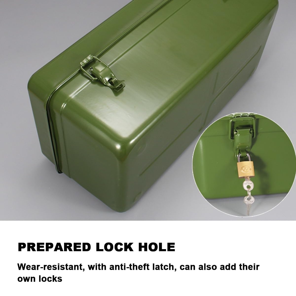 Cassetta degli attrezzi in metallo da 19", cassetta degli attrezzi portatile resistente con vassoio organizer e maniglia, chiusura a scatto in metallo, scatola portaoggetti for il trasporto(1-layer(L1
