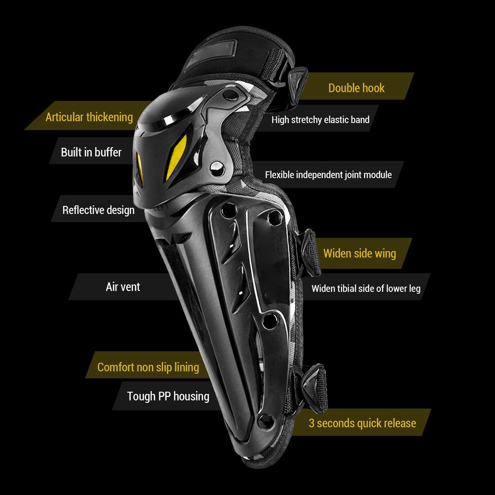 Generic Protège-Tibias de Genou de Moto Réglables pour Adultes de Course de Motocross, Armure de Protection de Coude Ergonomique, Matériau en Mousse et PP, Ensemble de 2 Pièces