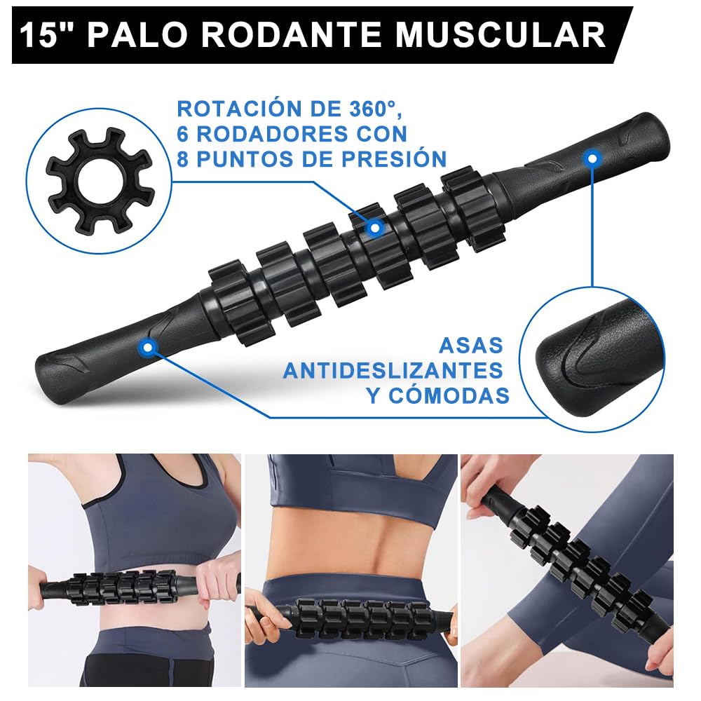 Set Foam Roller 5 In 1 - Rullo Massaggio, Pallina E Fascia Per Fitness