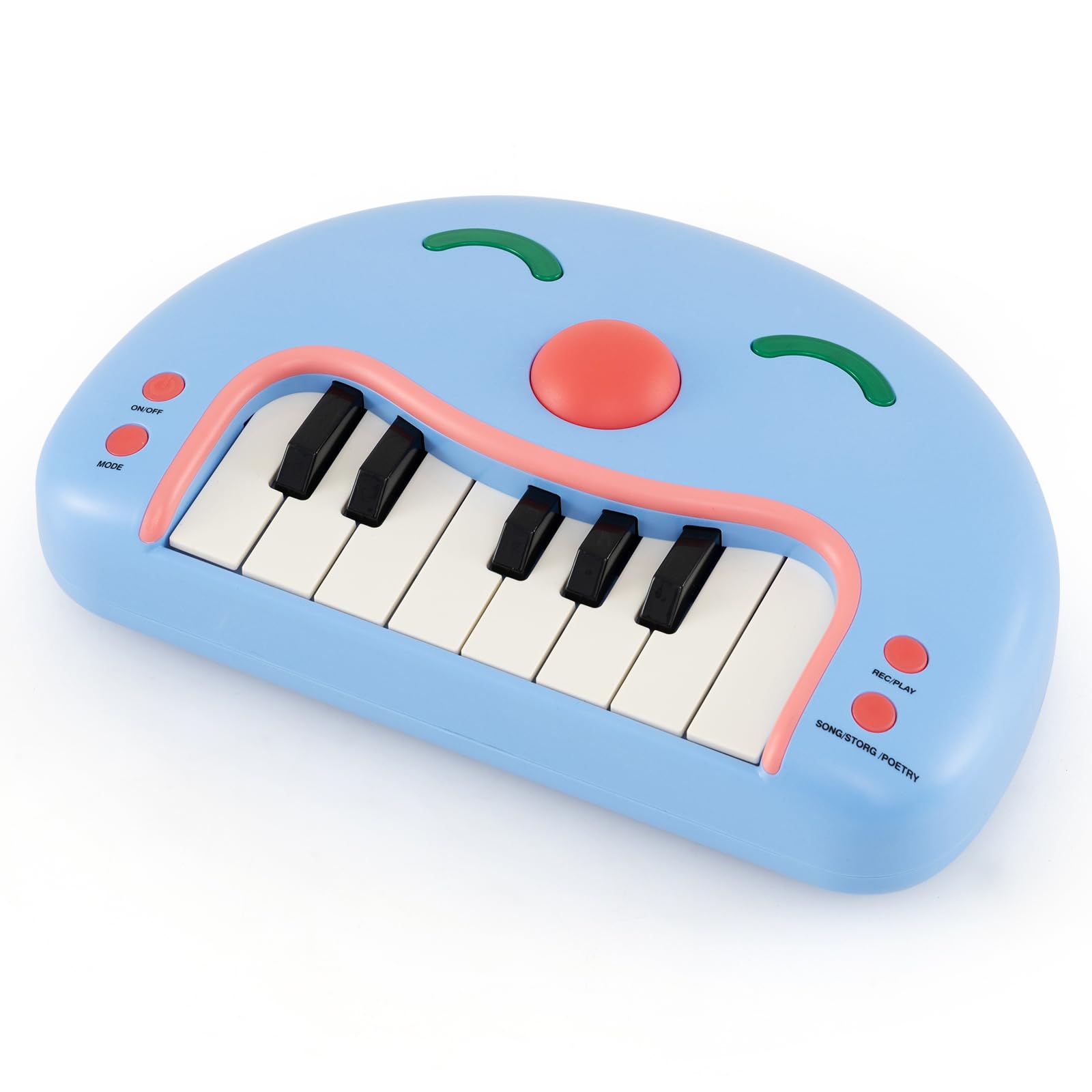 COSTWAY Kids Piano Keyboard, 13-Key Toy Digital Piano with Record Function, Light, Educational Musical Instrument for 3+ Years Old Boys Girls