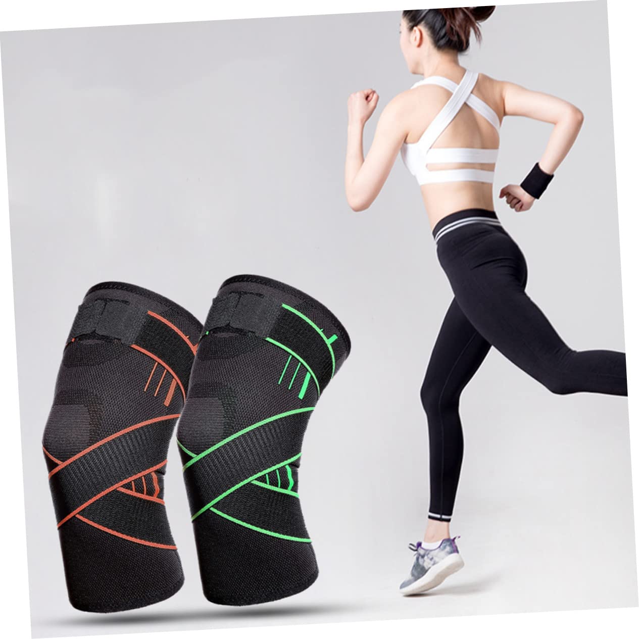 NAMOARLY 1 Pc Sports Brace Protective Silicone Strip Pads Elastic Compression Breathable Protector Sleeve for Kneepads