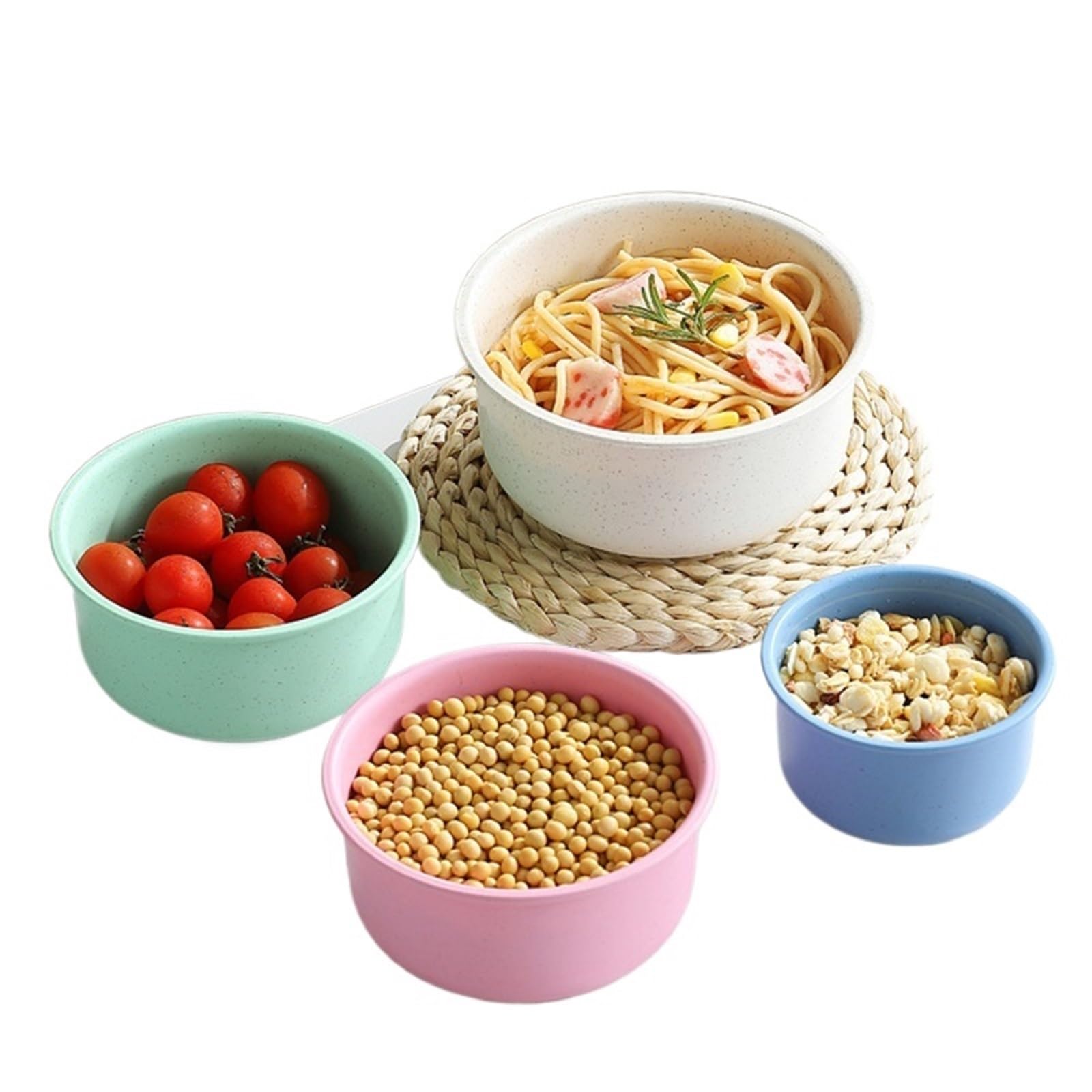 Bento Lunch Boite Ensemble de 3 boîtes à Lunch Rondes avec Couvercle for la Maison(3pcs Beige)