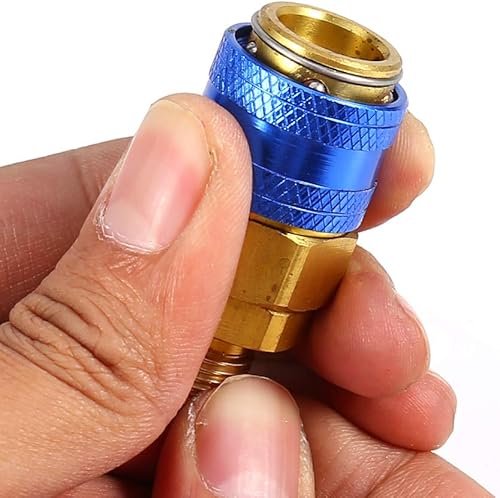 Miniatura 3 de Fydun Acoplador rápido de lado bajo R134a Herramienta de reparación de aire acondicionado del coche Conector de acoplador rápido Adaptador de latón