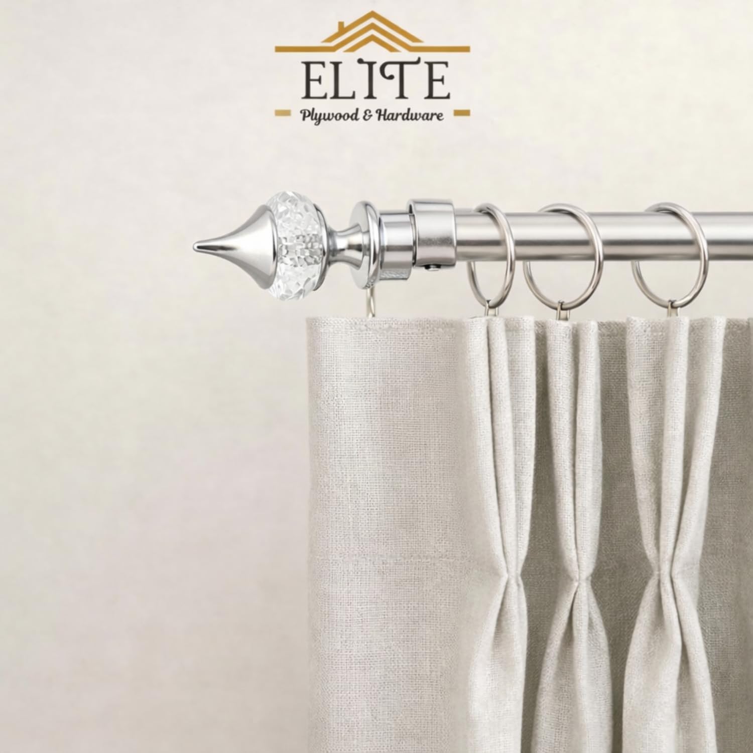 Elite Premium Chrome Silver Diamond 1 Inch Curtain Rod End Cap – Elegant Decorative Rod Finial for Window Drapes, Smooth Finish, Durable & Stylish, Perfect for Home & Office Décor 4pcs (Chrome Silver) 2