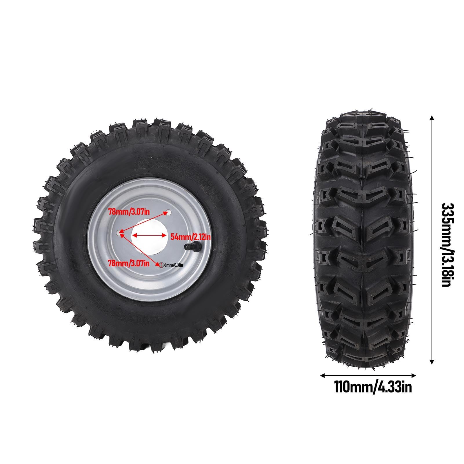 Luocute 6-calowe, 13x4,1-6 ATV Quad Off Road Go Kart Cosch z Aluminium Stopu Bezkresowe Opony Próżniowe i Felgi, Opony Gumowe Przeciw Wybuchom