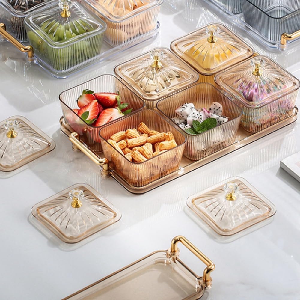 Pter para aperitivos y frutos secos de 6 compartimentos, bandeja versátil con cuencos para fiestas, entretenimiento y aperitivos saludables, ideal para reuniones