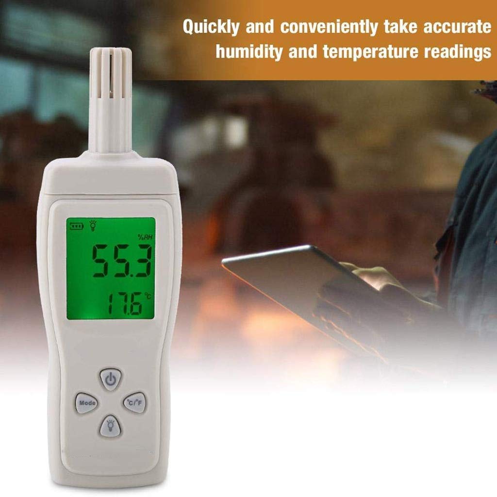 Misuratore di temperatura e umidità, termometro, igrometro, punto di rugiada e temperatura del bulbo umido, batteria inclusa
