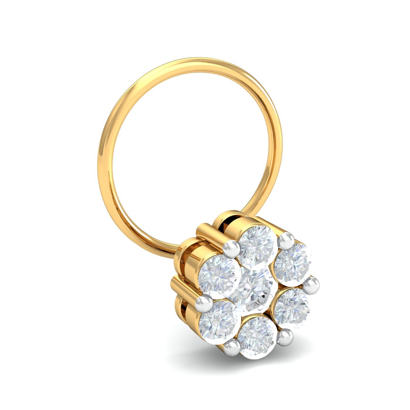 18K Yellow Gold Lusture Solitaire Nose Pin for Women (Piercing Required)