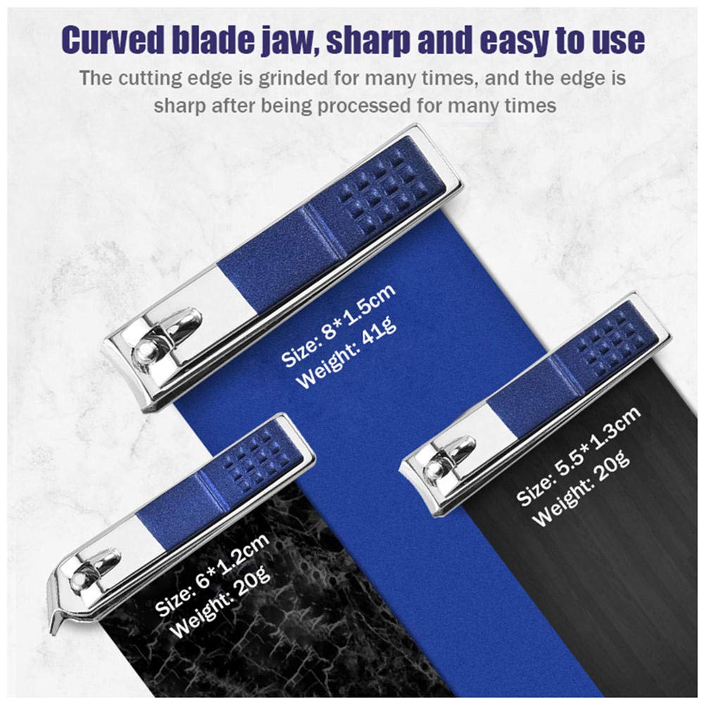 Professionelles Nagelknipser-Set, scharfer Nagelschneider aus Edelstahl, Pediküre- und Maniküre-Set mit Cortex-Metallgehäuse für Unisex-Blau_4-teiliges Set (Blau 16)