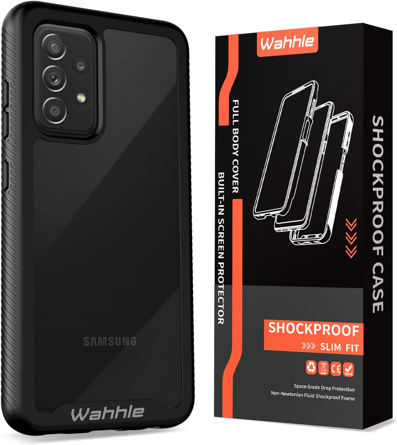 wahhle Compatible with Samsung Galaxy A52 Case, Built in Screen Protector Full Body Shockproof Slim Fit Bumper Protective Phone Cover for Samsung A52S & A52 4G/5G Men Women-Black/Clear - Image 7