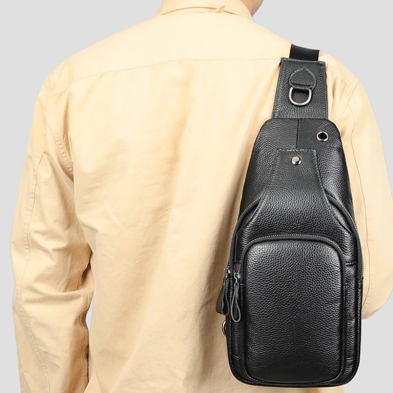 Men's Casual Commuter Single Shoulder Leather Backpack with Inner Layer of Genuine