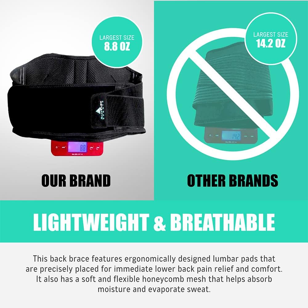 Back Brace for Lower Back Pain, Back Support Belts with Adjustable Strap, Breathable Lumbar Support Belt with 3D Lumbar Pads, Slim Fit Lumbar Brace, Large