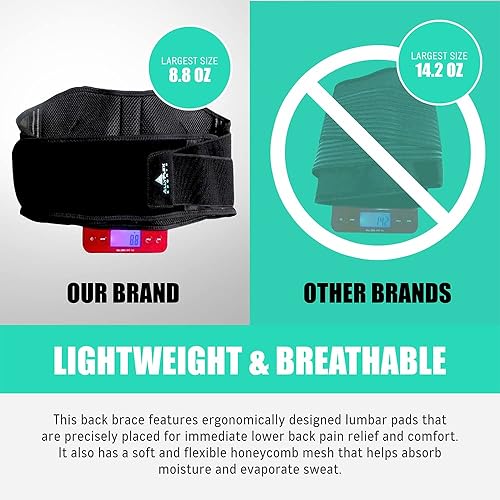 Vista 6 de Soporte de espalda para dolor de espalda baja, cinturones de soporte de espalda con correa ajustable, cinturón de soporte lumbar transpirable