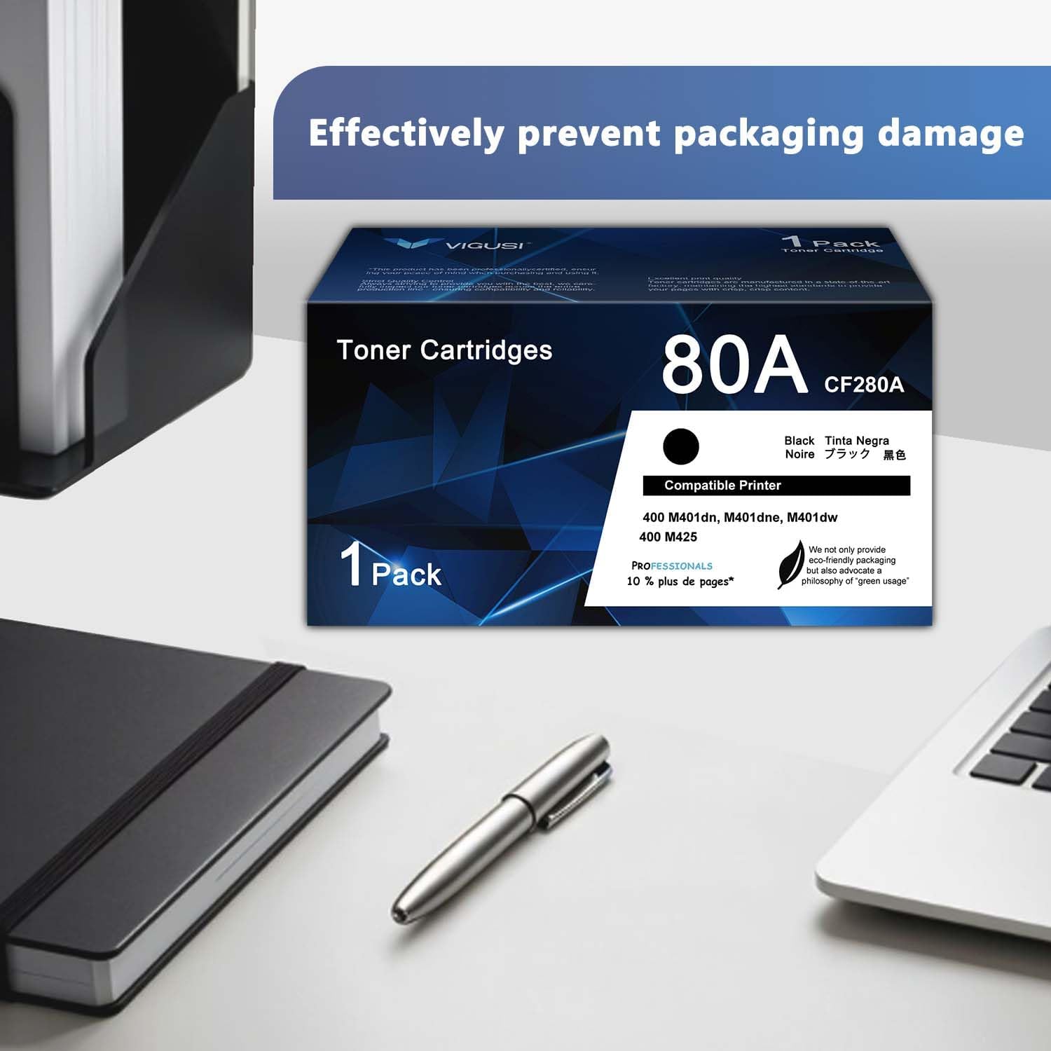 CF280A 80A Toner Cartridges Compatible Replacement for HP 80A CF280A with Pro 400 M401 M425 M401n M401dn M401dw M401dne M425dn M425dw Printer (Black, 1-Pack)