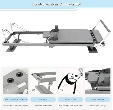 Pilates Reformer Machine for Home & Equipment, Foldable Pilates Equipment with 5 Resistance Springs for Workouts and Gym