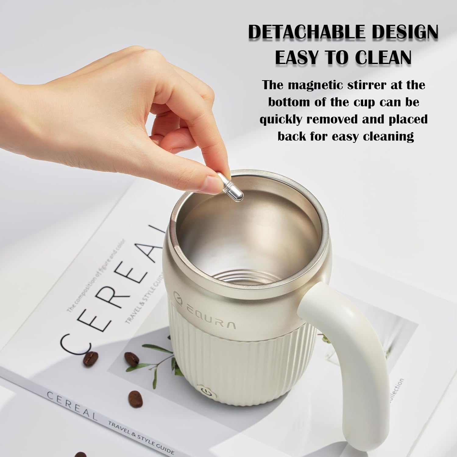 Electric Mixing Mug - Rechargeable Self Stirring Coffee Mug Magnetic Auto Stirring Stainless Steel Cup For Office/Kitchen/Travel/Home Coffee/Hot Chocolate/Milk- 14.5oz/450ml(Black) - Image 4