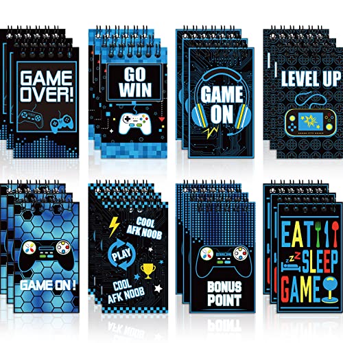 Containlol 24 Pcs Gaming Mini Notepads, Video Game Birthday Party Favors Supplies Gaming Party Notebooks Gamer Prize Gifts Teacher Classroom Supplies Mini Notepad Pack for Girl Boy Video Game Birthday