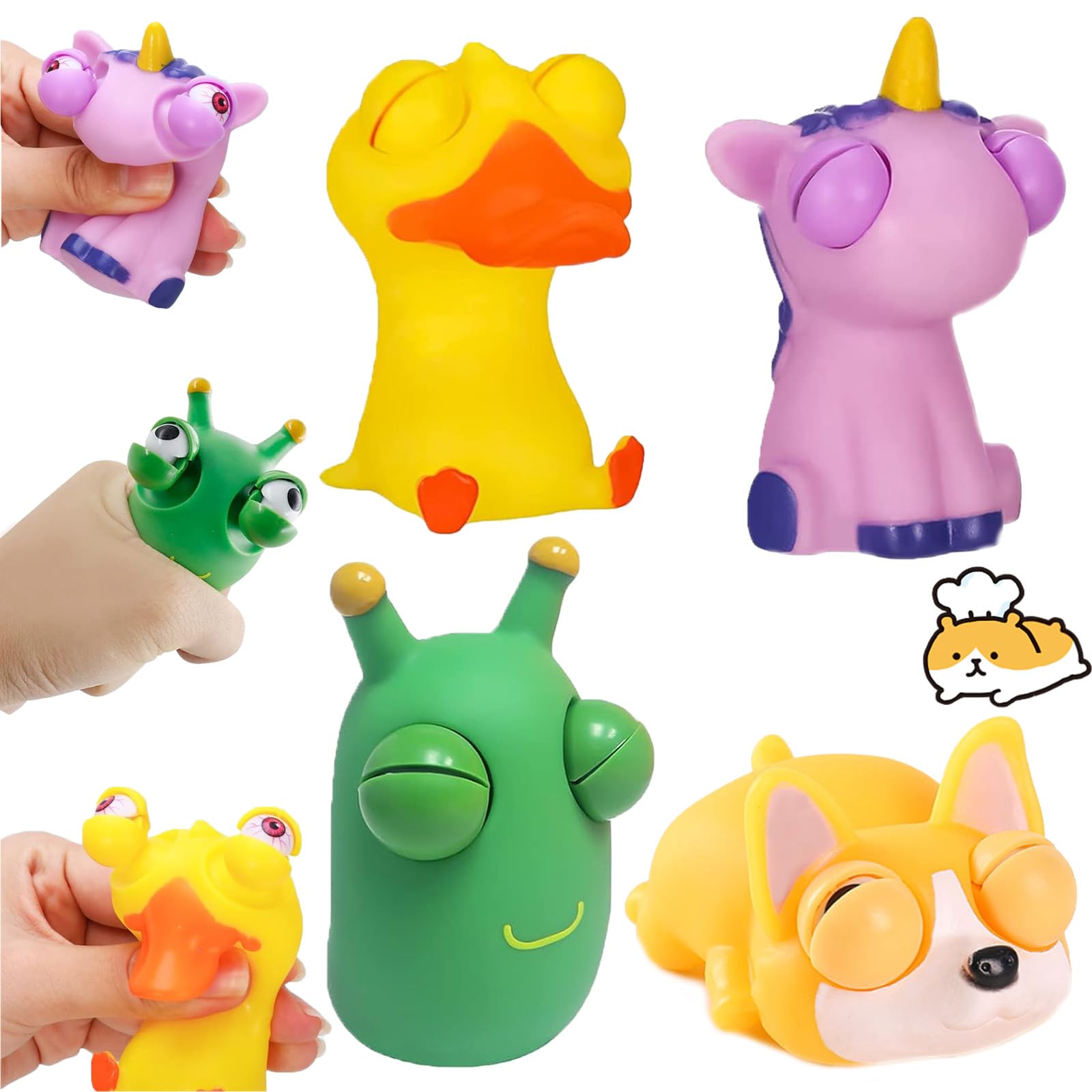 Lankai 4 Piezas Squeeze Juguetes, Antiestres, Pelota Antiestres Niños, Squishy Squeeze Toy, Juguetes Blandos para Apretar, Bola Antiestres, Juguetes Antiestrés para Adultos y Niños