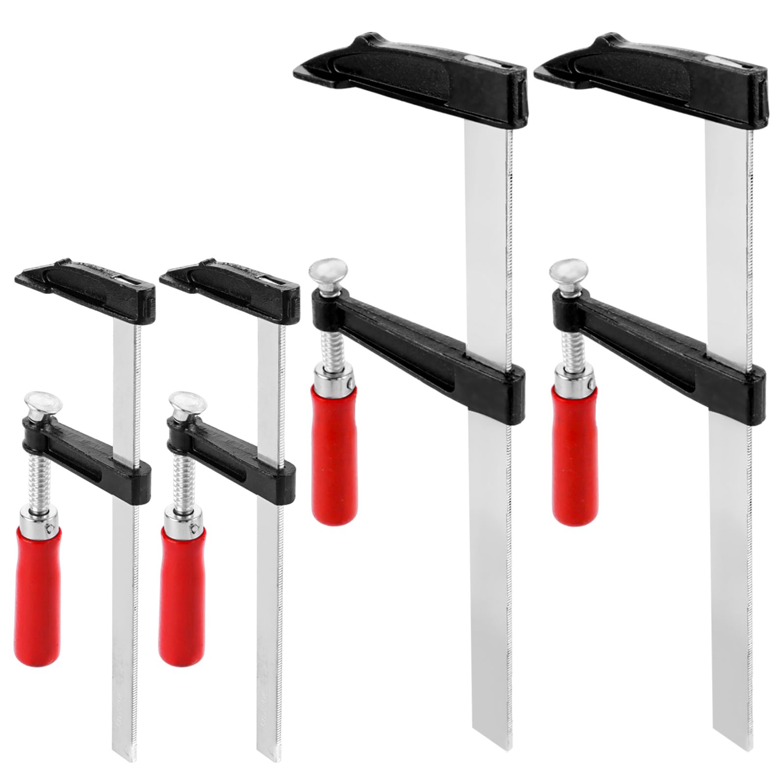 Set di 4 morsetti a vite, apertura alare 300 mm/200 mm, morsetti a vite, morsetti grandi, morsetti a F con impugnatura antiscivolo, profondità 80 mm/50 mm, in acciaio per la lavorazione del