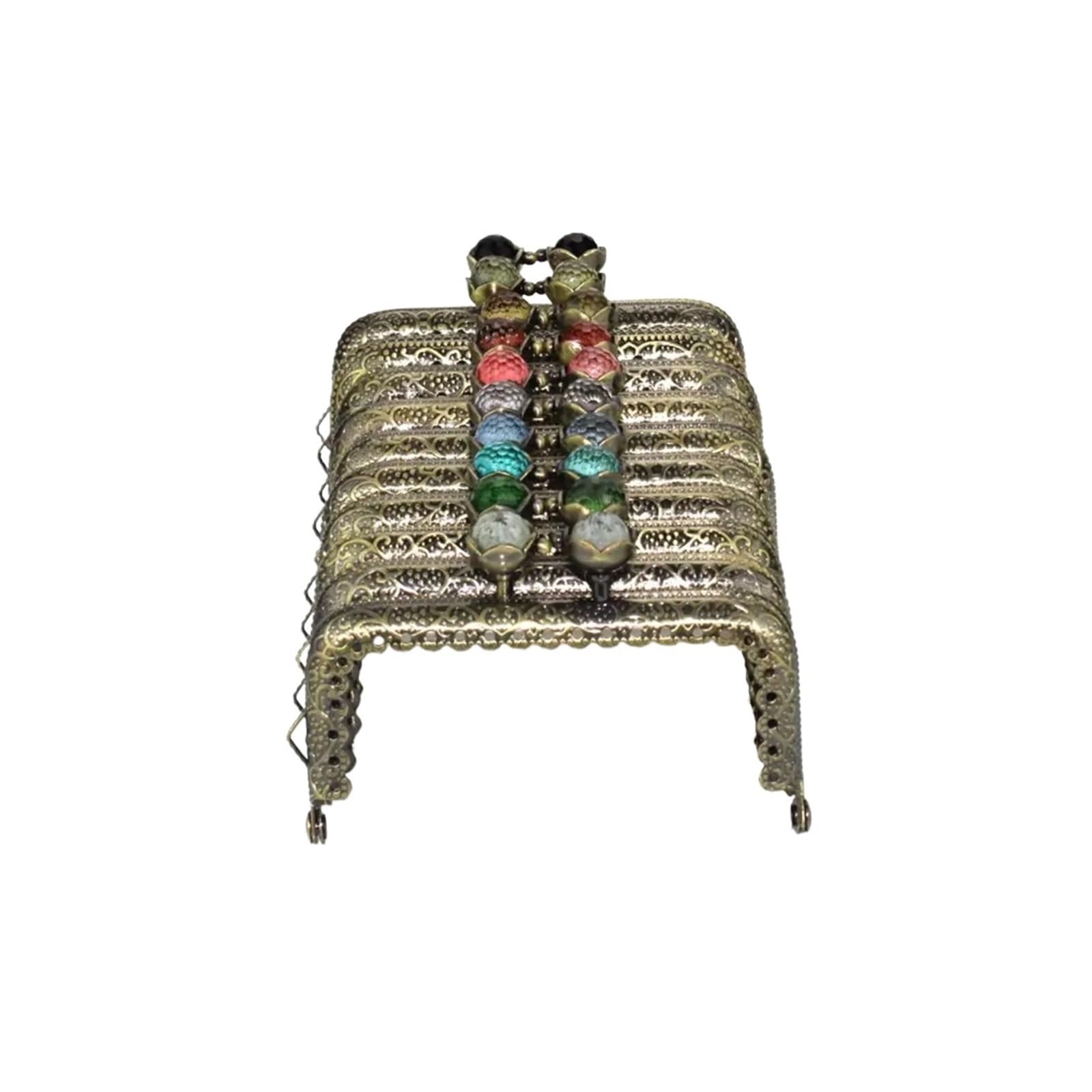PVUVTNAHW 10Pcs 8.5CM Antique Bronze Metal Purse Frame Square Lotus Head Coral Beads Kiss Clasp DIY Bag Accessories