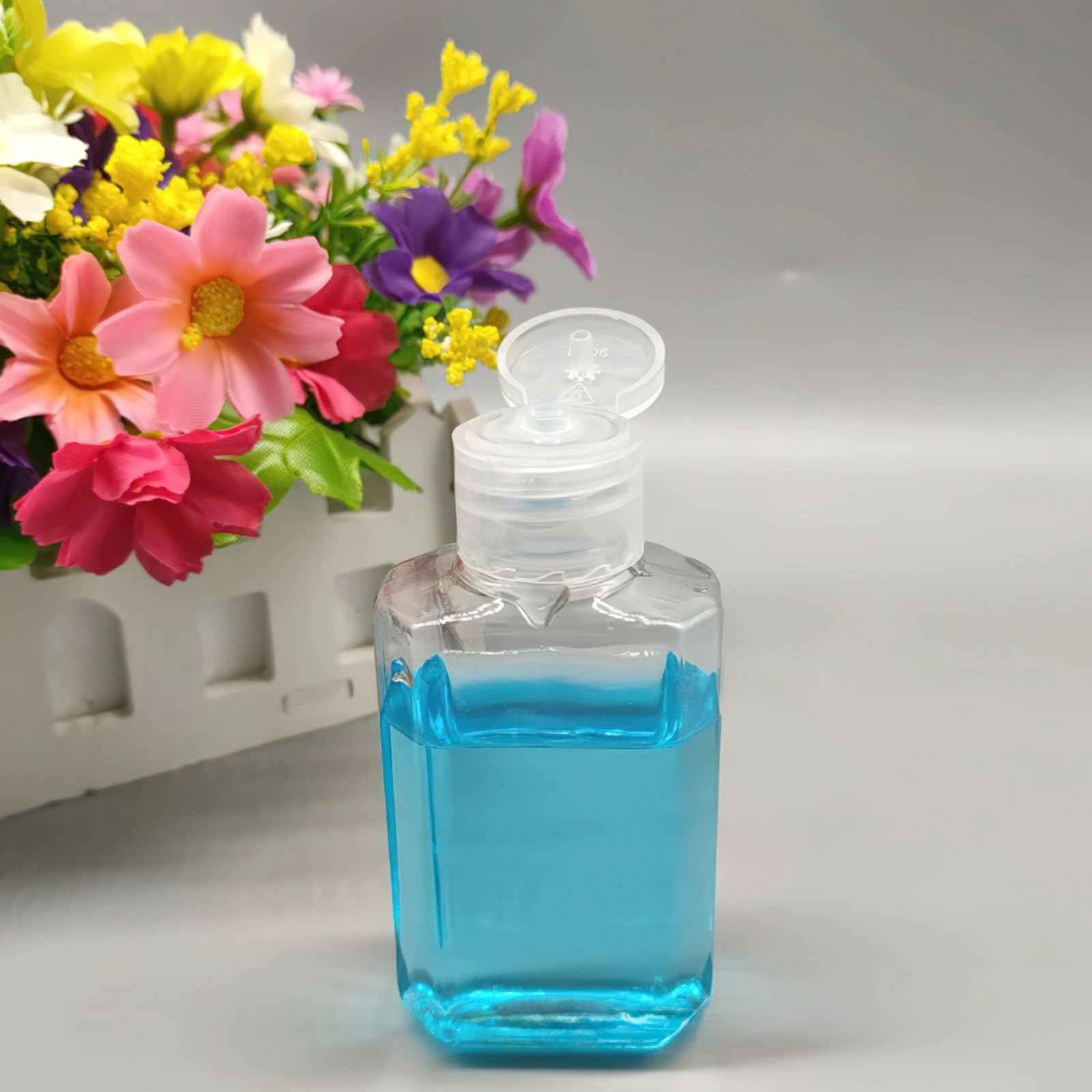 60 bottiglie vuote per disinfettante per le mani, ottagonali da 60 ml, in plastica, a prova di perdite e trasparenti, ideali per casa, viaggi e ufficio