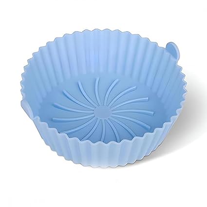 VACHHANI ENTERPRISE Air Fryer Liners I Round Silicone Basket Baking Tray I Pot with Ear Handles I Nonstick Reusable Heat Resistant I Cooking Oven Insert Accessories (Pack of 1)
