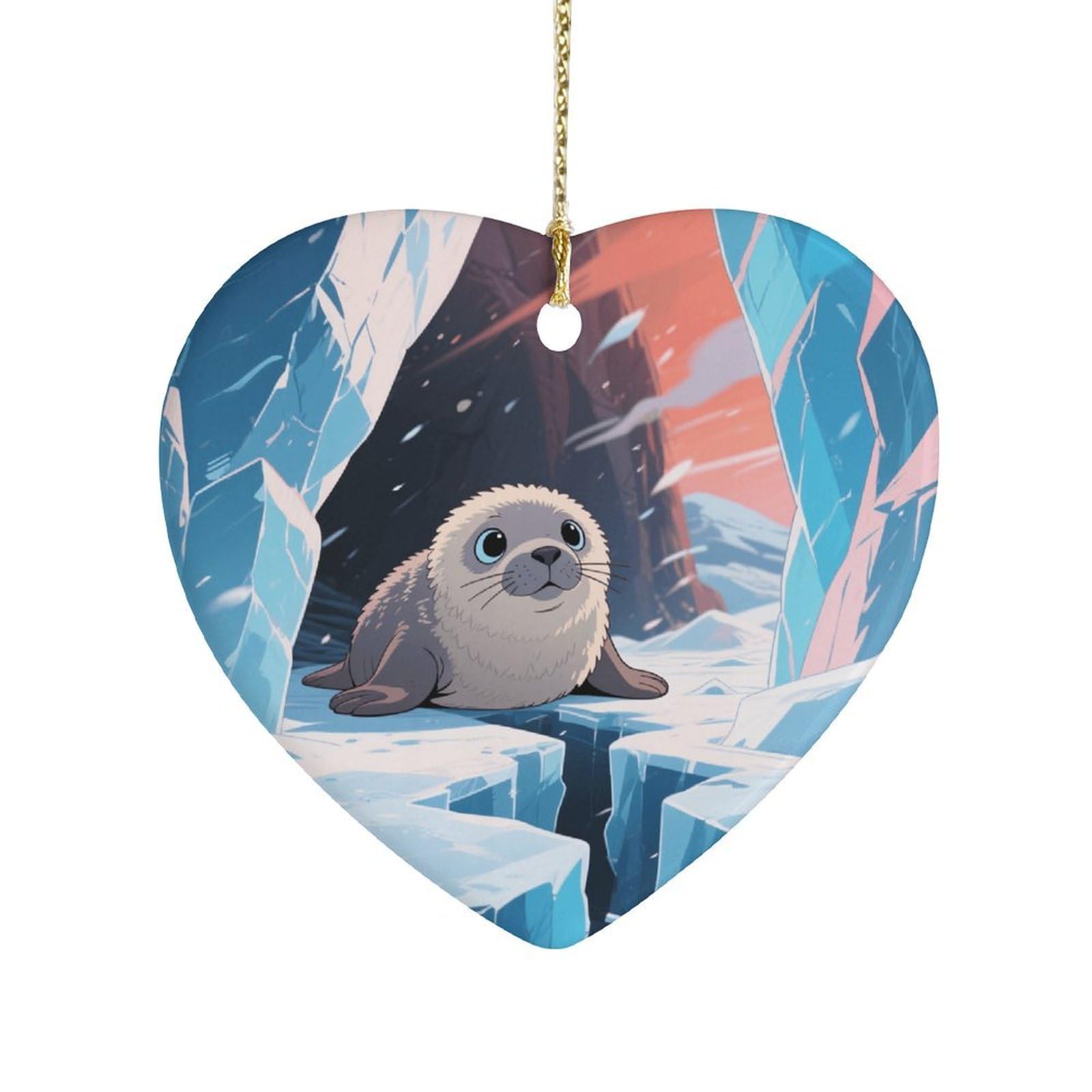 Fekiloot Style Ice Field Seal Ceramic Ornament Home Decor Keepsake