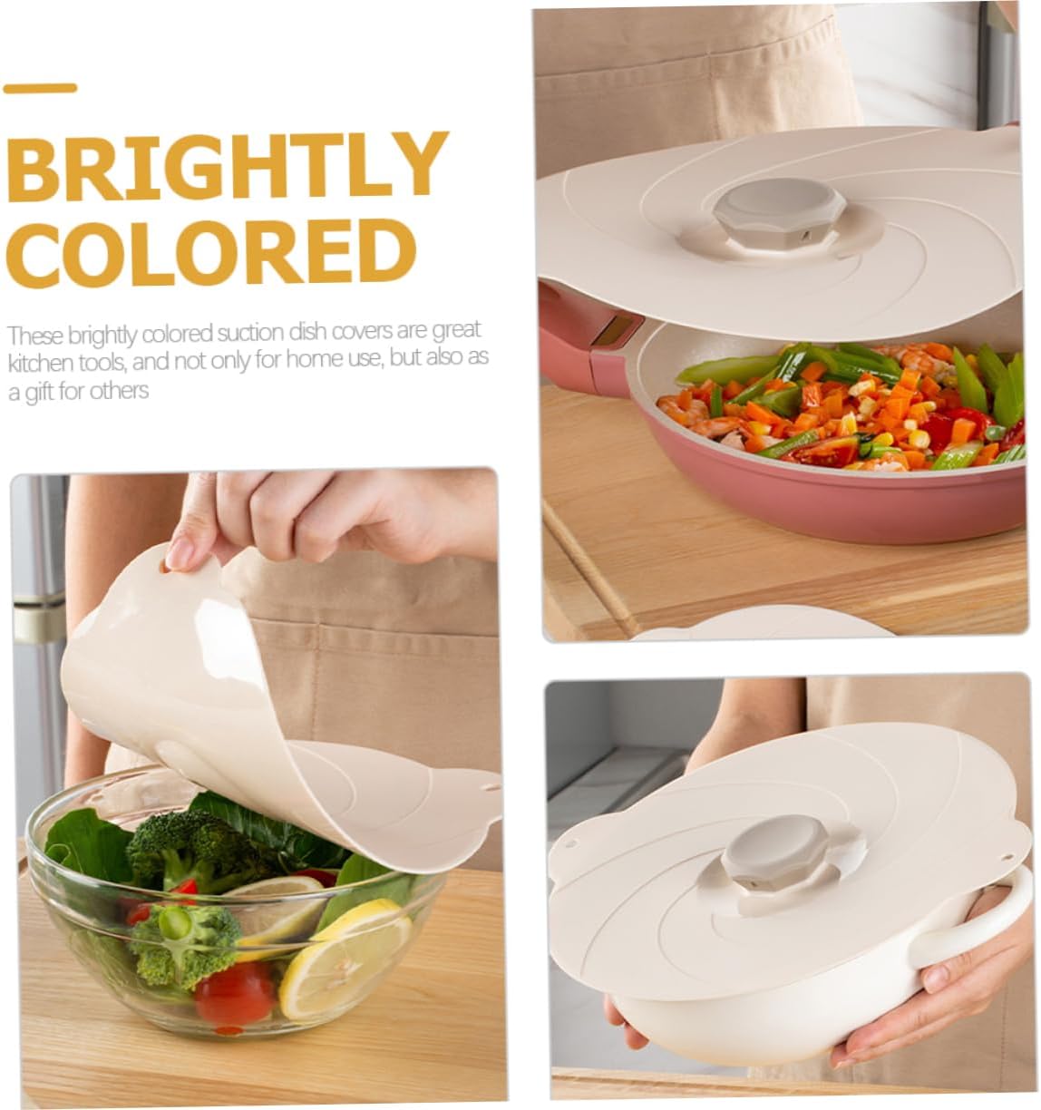 1Set Silicone Lid for Microwave Food Splatter Guard Covers for Pots Pans Includes to Easy to Use Suction Design for Microwaving