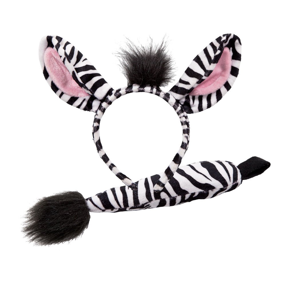 Wicked Costumes Childrens Animal Zebra Ears Headband & Tail Set Fancy Dress Accessory