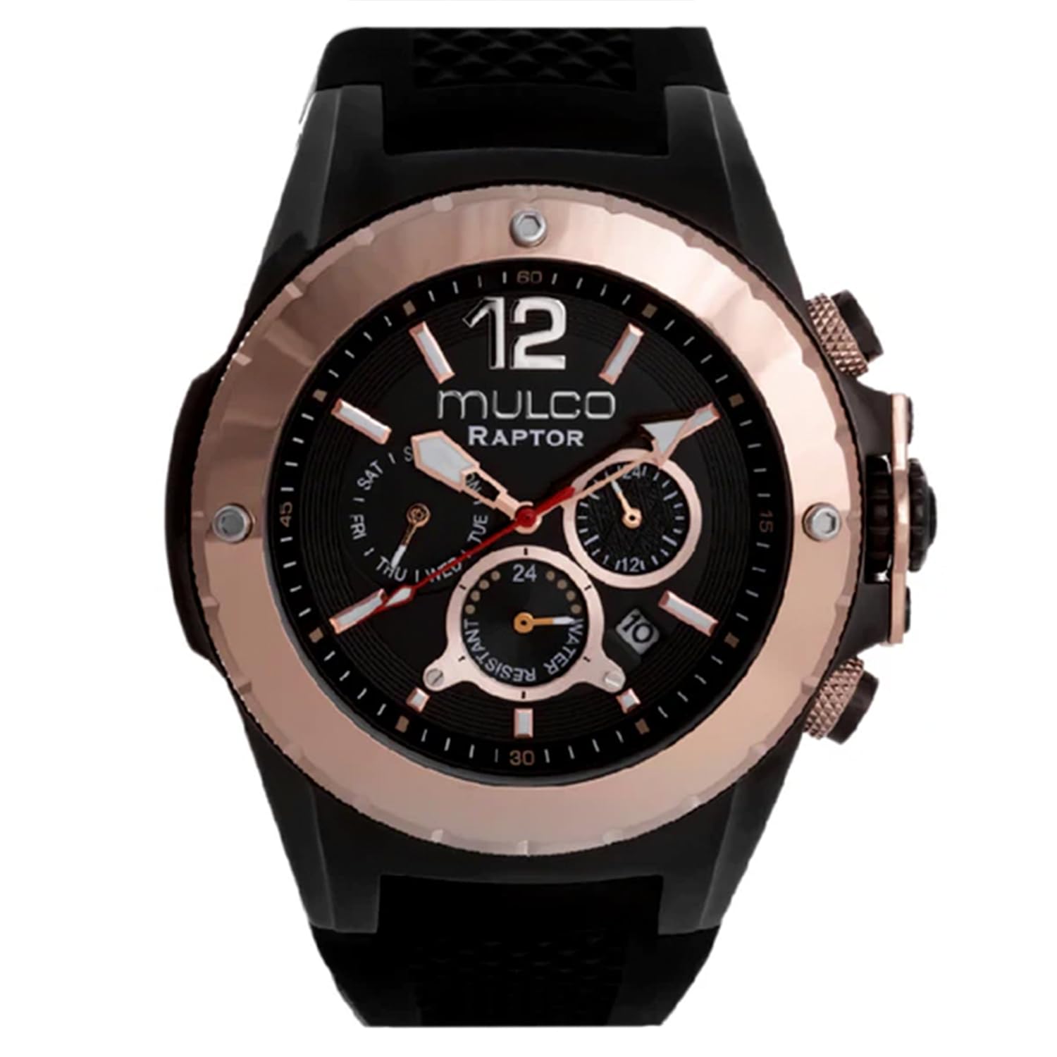 MULCO Watches for Men - Kripton, Silver Stainless Steel Case with Wrist Silicone Band, Quartz Multifunctional Day and Date Movement, Large Face Analog